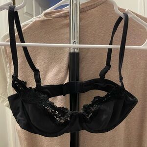 SKIMS Black Lace Trim Bra